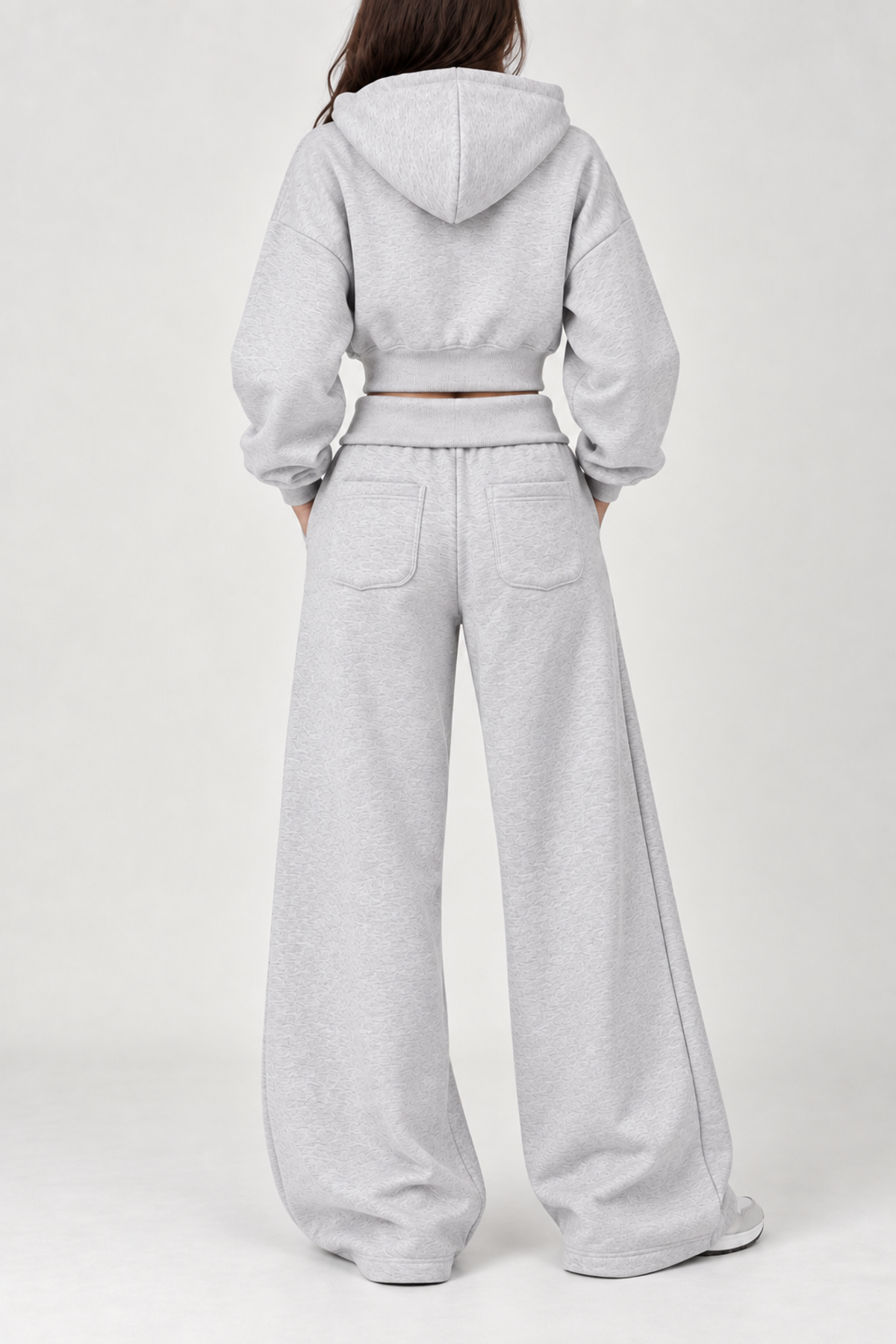GRİ 3 Iplik Içi Şardonlu Kıvrık Bel Oversize Eşofman Altı