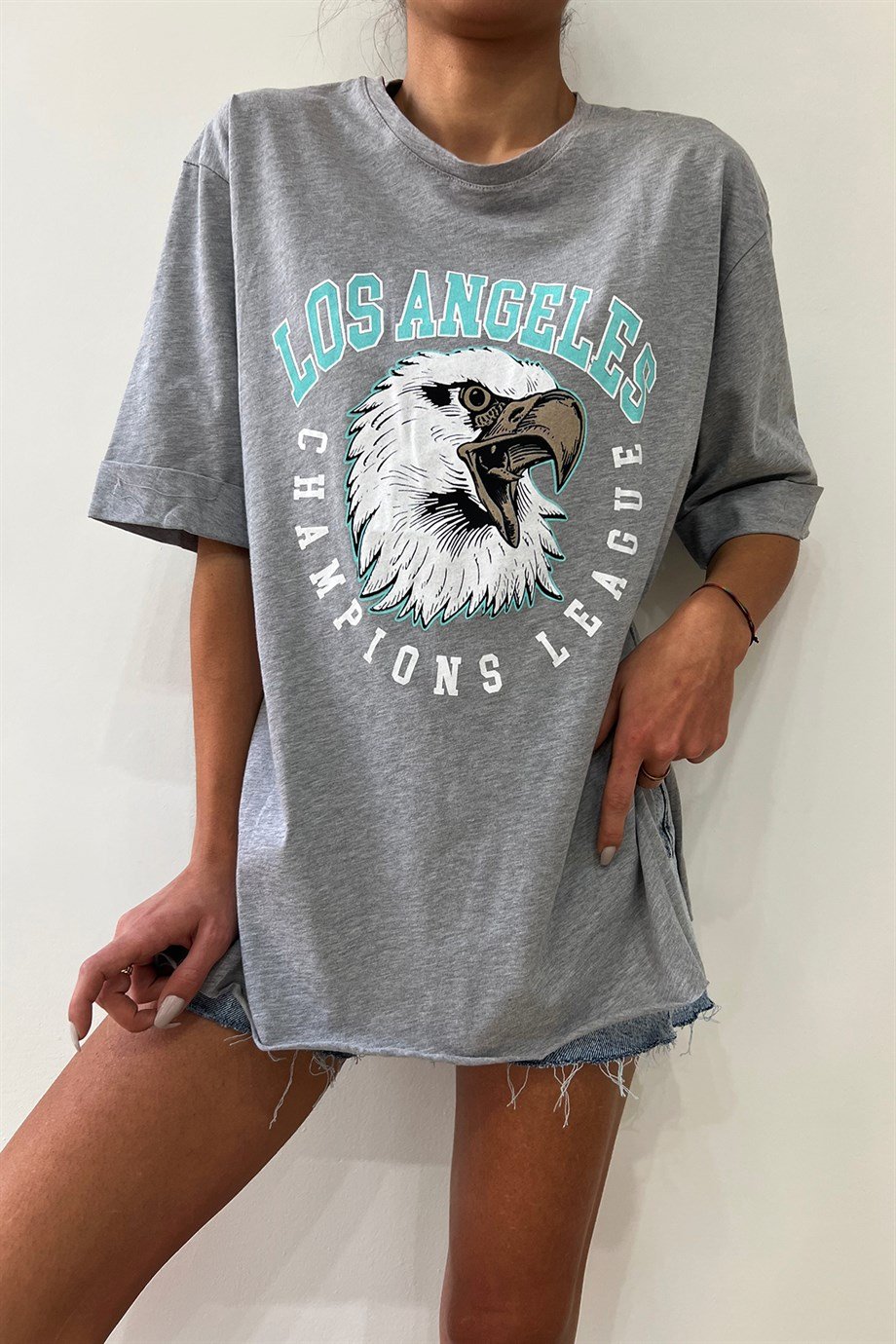 Hera Moda Gri Los Angeles Oversize Tshirt 
