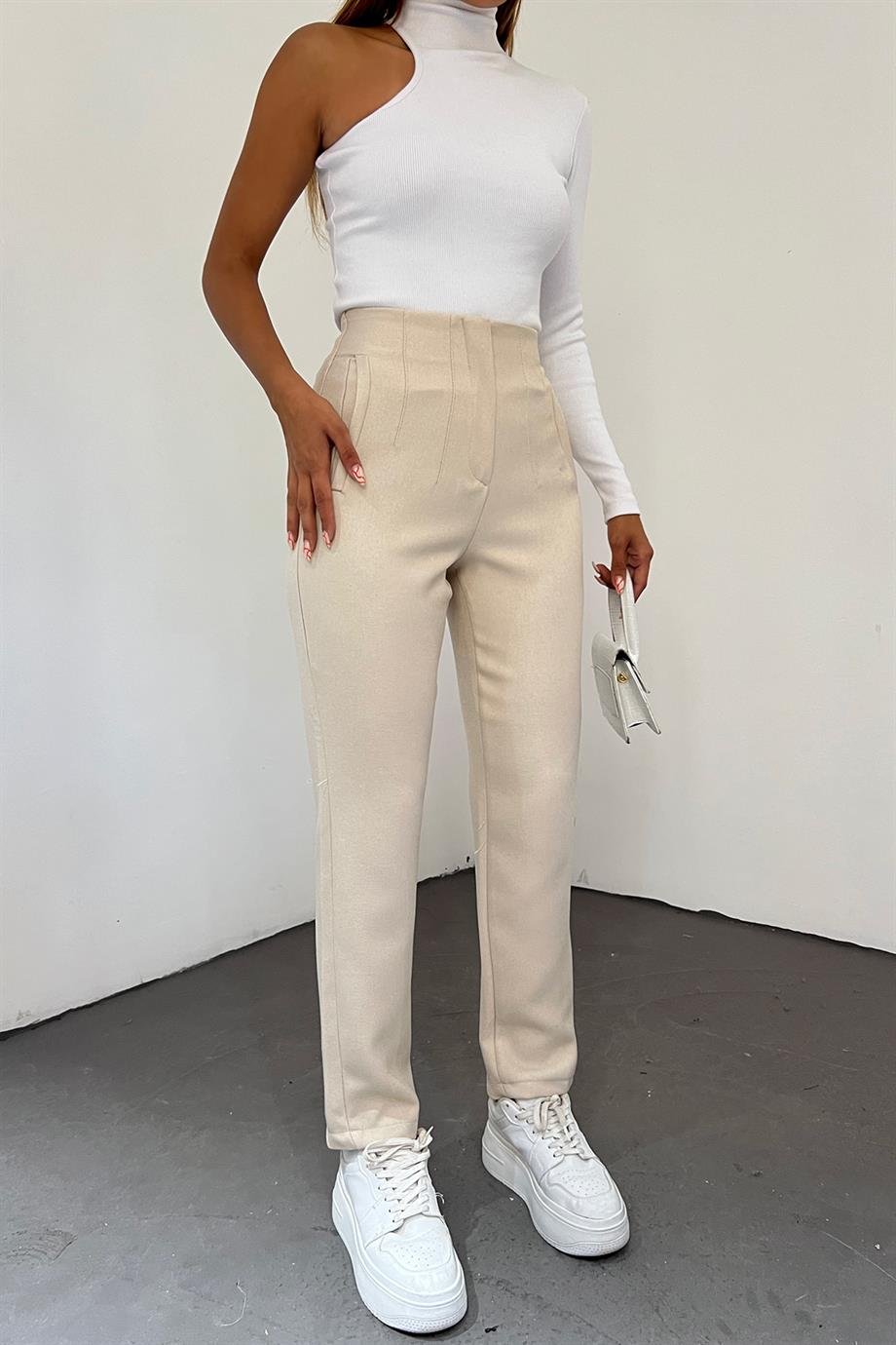 Hera Moda Kadın Bej Kışlık Zara Model Pantolon