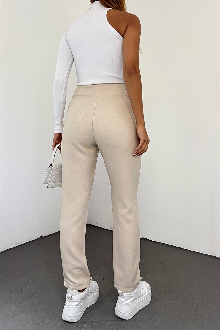 Hera Moda Kadın Bej Kışlık Zara Model Pantolon