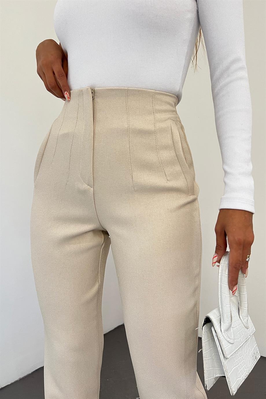 Hera Moda Kadın Bej Kışlık Zara Model Pantolon