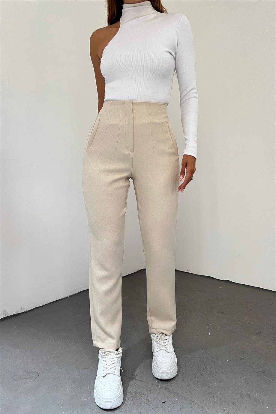 Hera Moda Kadın Bej Kışlık Zara Model Pantolon