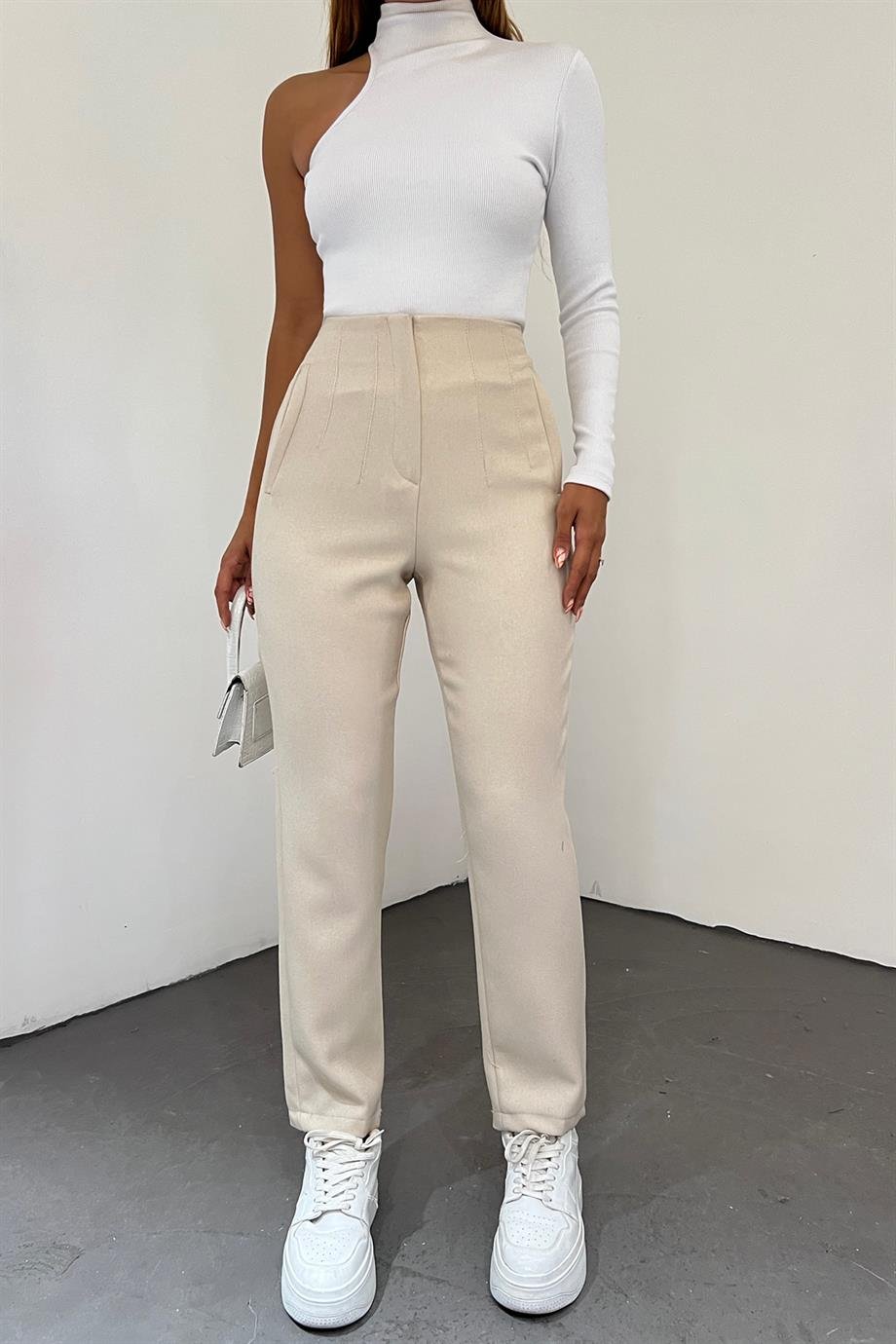 Hera Moda Kadın Bej Kışlık Zara Model Pantolon