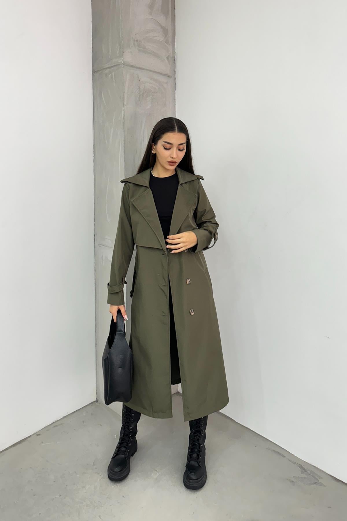 Hera Moda Kadın Haki Trençkot