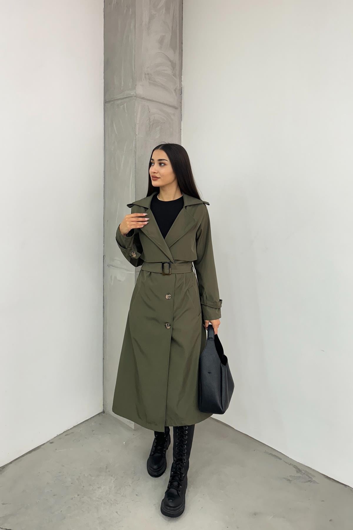 Hera Moda Kadın Haki Trençkot
