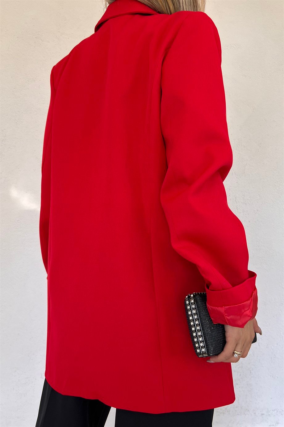 Hera Moda Kadın Kırmızı Oversize Blazer Ceket