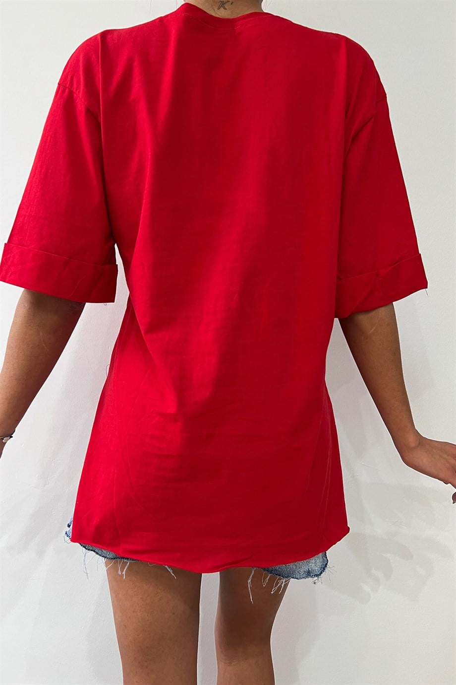 Hera Moda Kırmızı Los Angeles Oversize Tshirt 