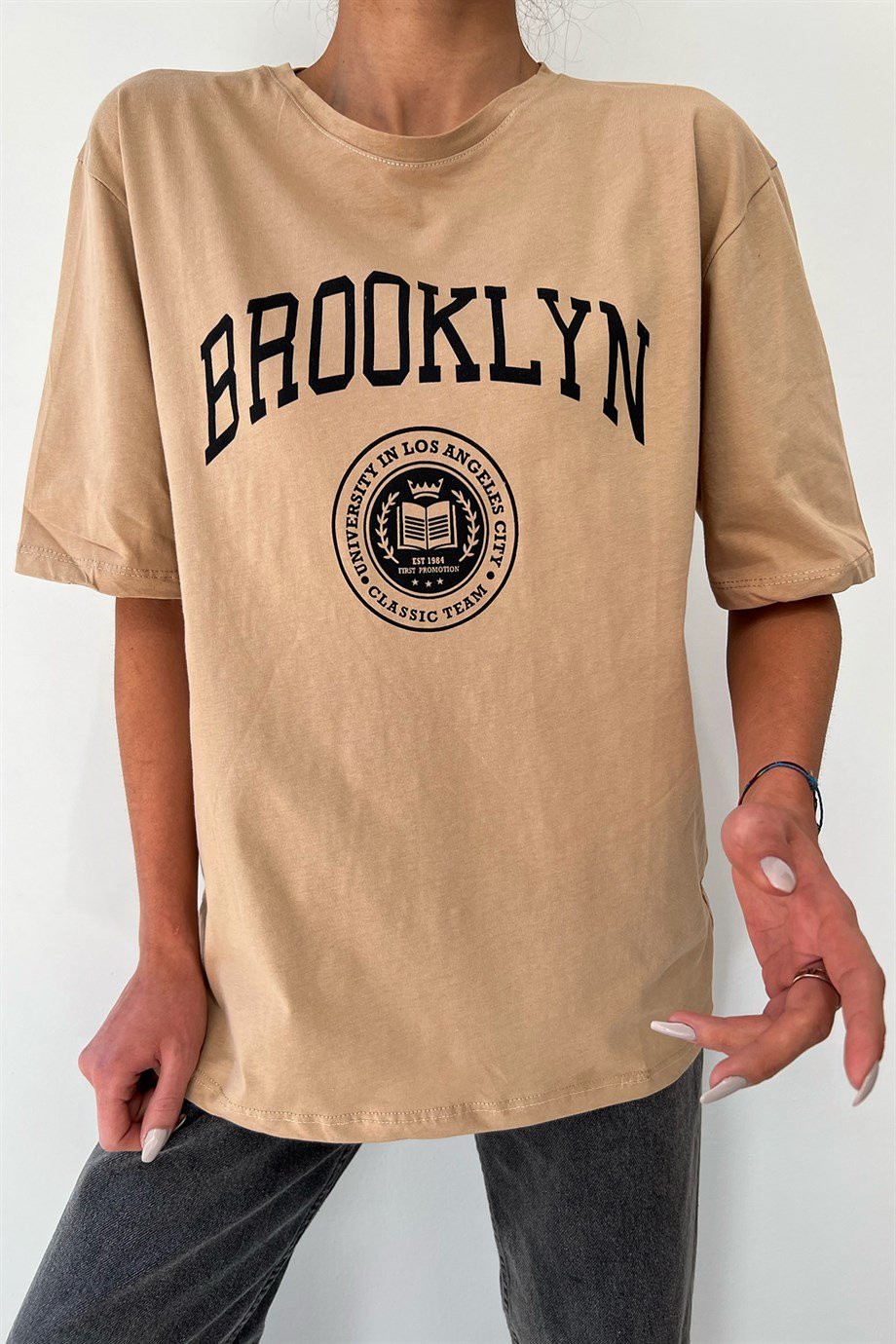 Hera Moda Krem Brooklyn Oversize Tshirt 