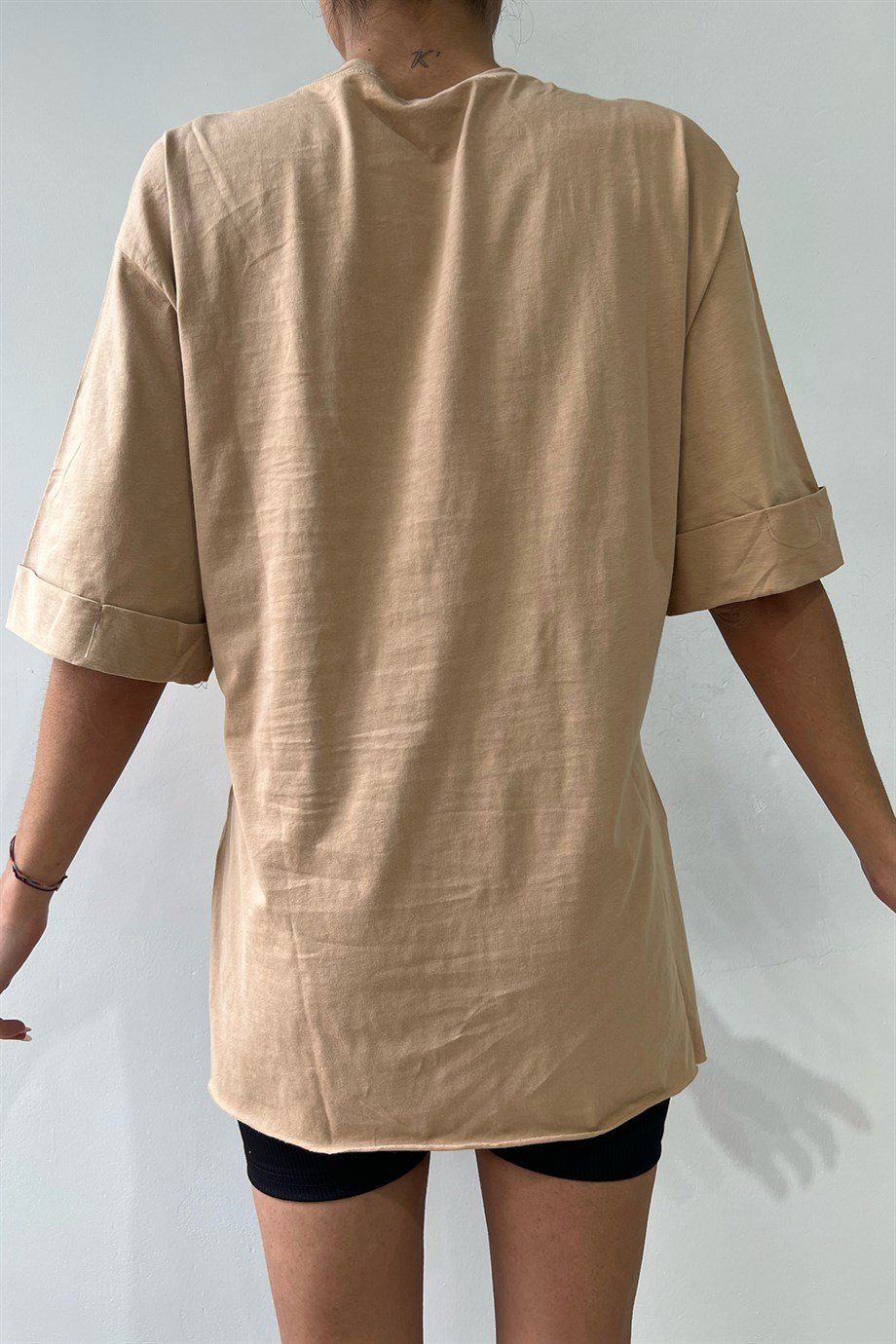 Hera Moda Krem Los Angeles Oversize Tshirt 