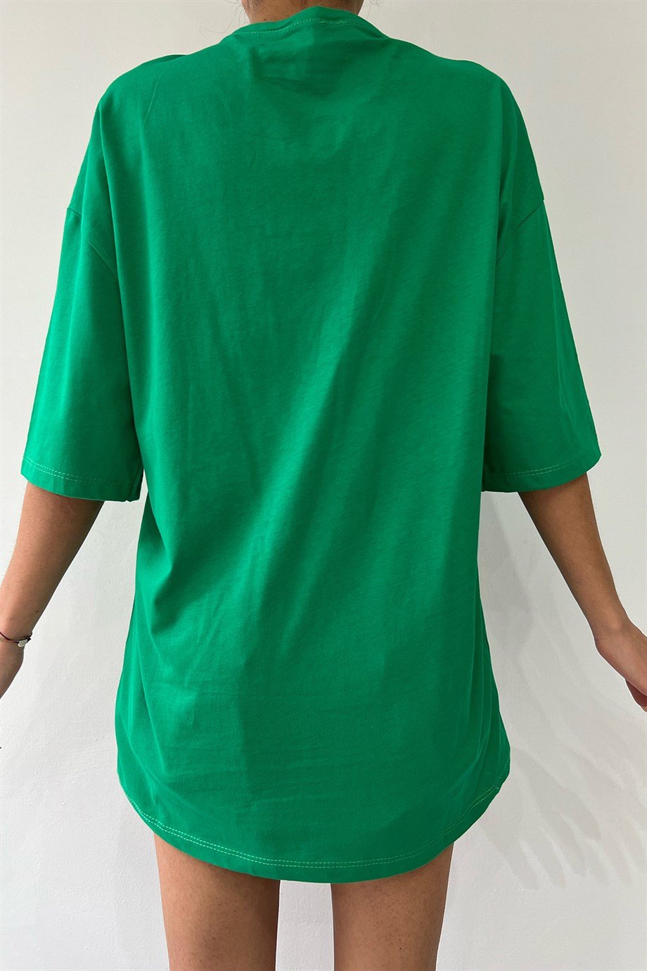 Hera Moda Yeşil Gap Baskılı Oversize T-shirt 