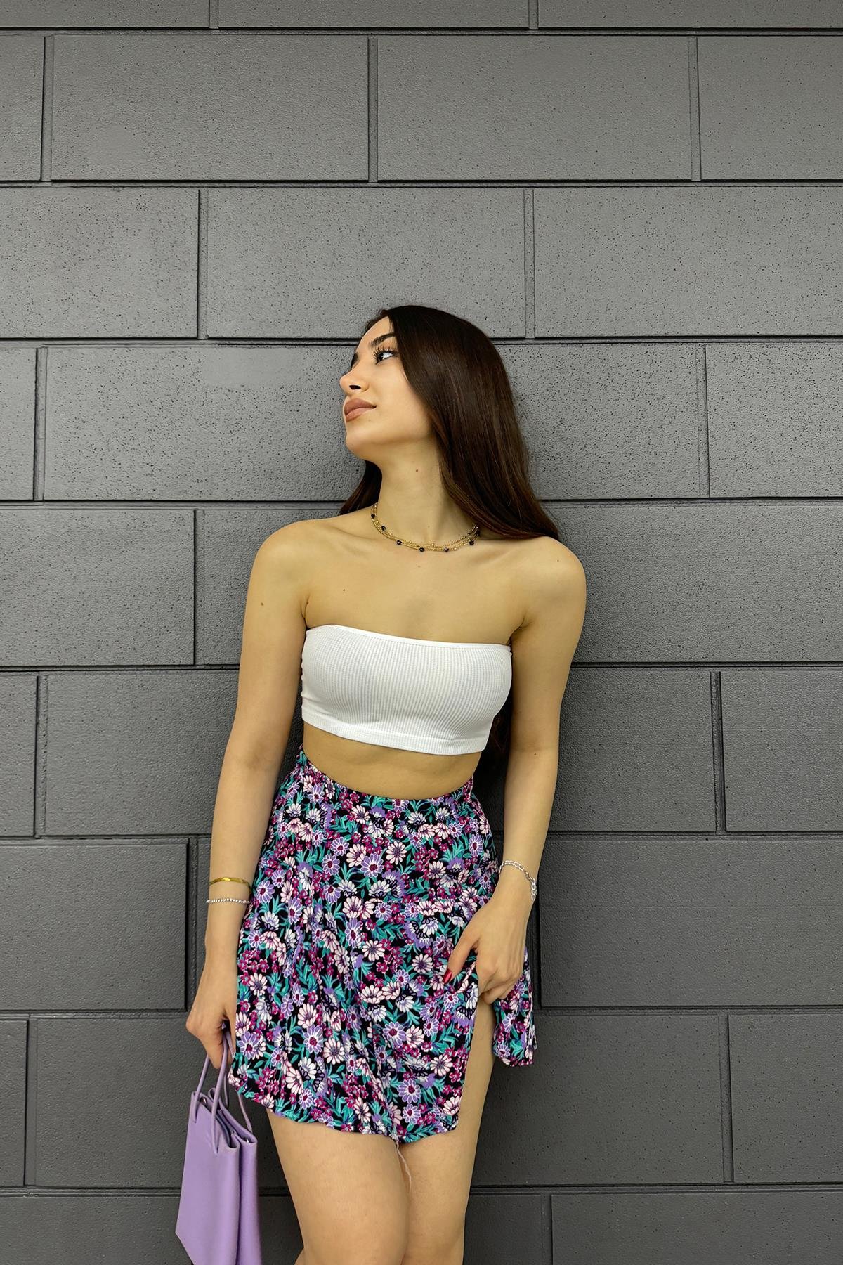 Heramoda Kadın Beyaz Straplez Crop
