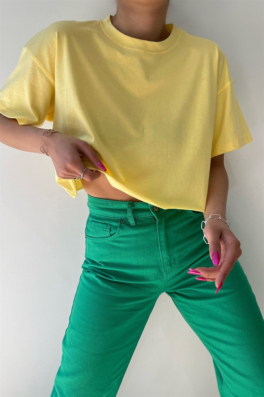 Kadın Sarı Crop Tshirt