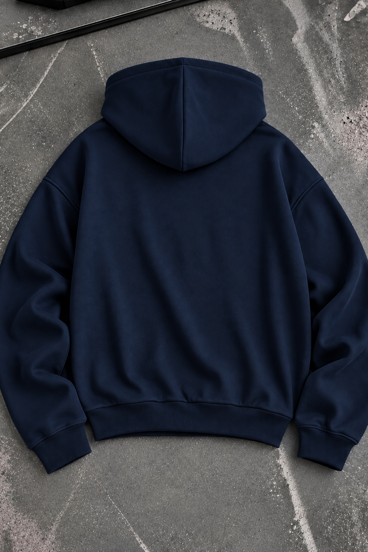 Lacivert Modal Oys Kumaş Demir Fermuarlı Kapüşonlu Cepli Oversize Sweatshirt