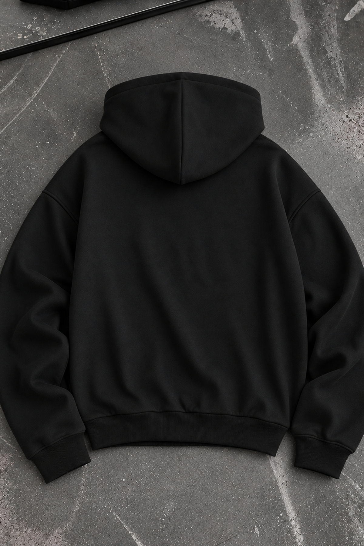 Siyah Modal Oys Kumaş Demir Fermuarlı Kapüşonlu Cepli Oversize Sweatshirt