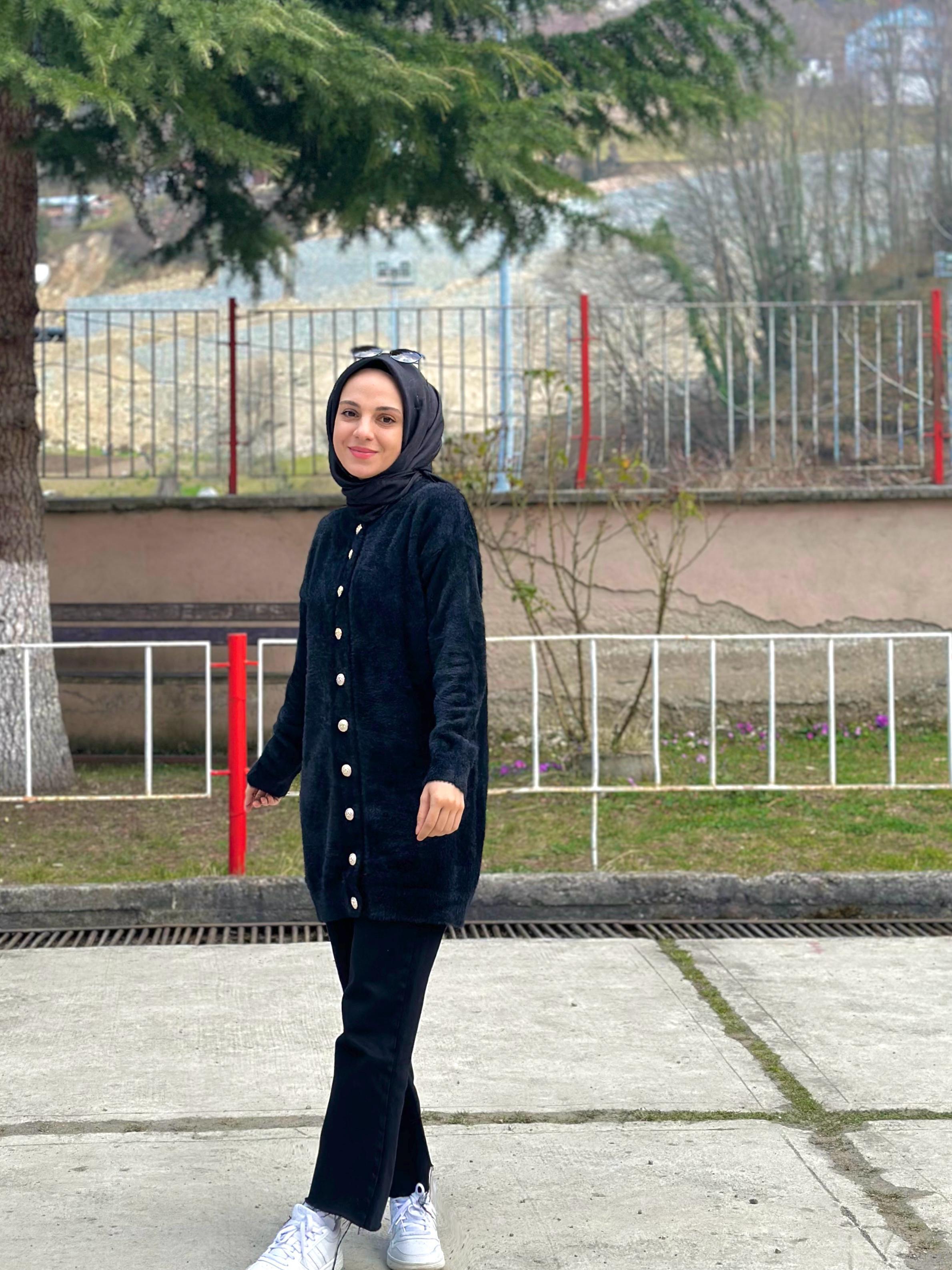 Angora Hırka Uzun Siyah