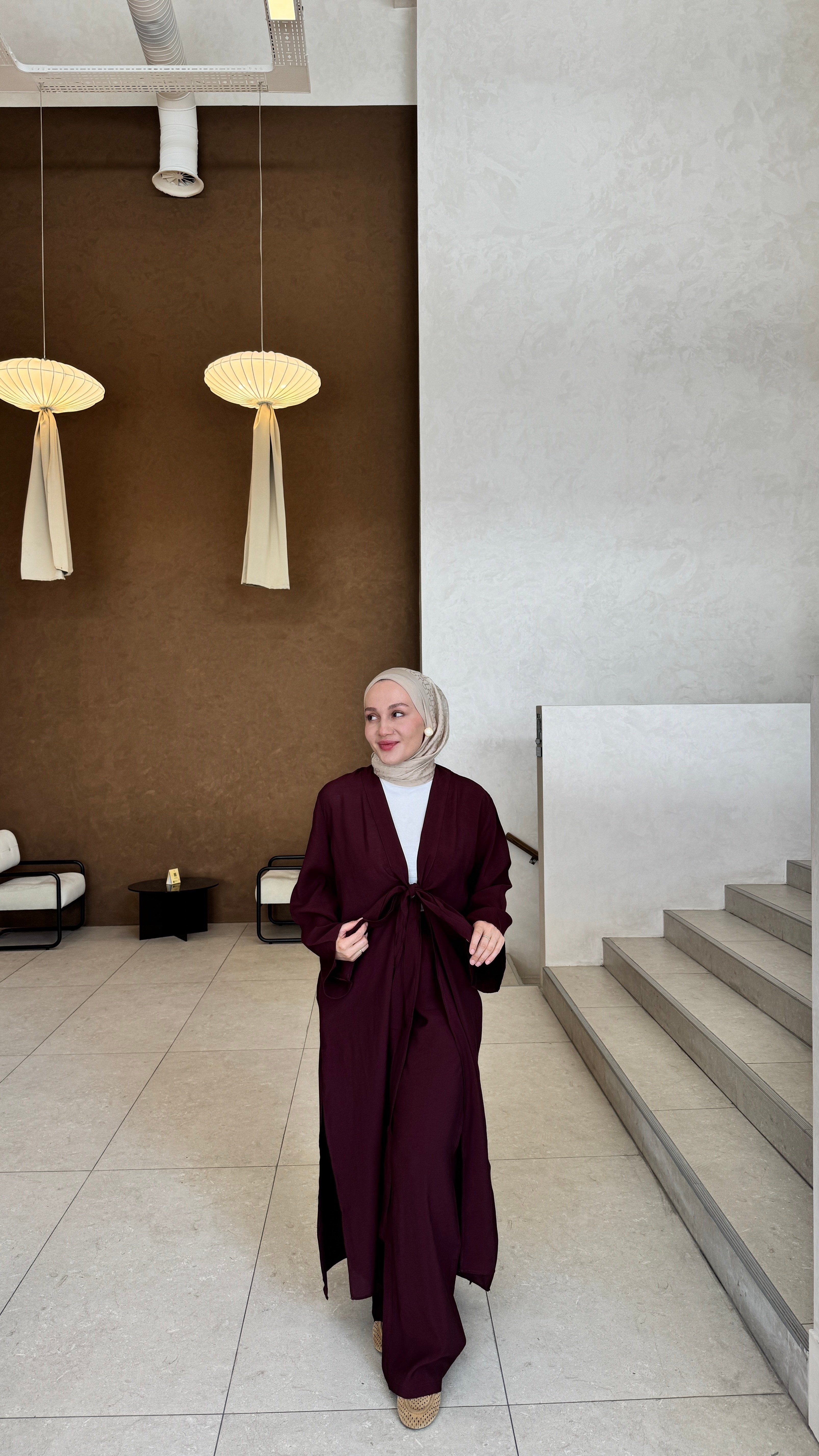 Bağlama Kimono Takım Bordo