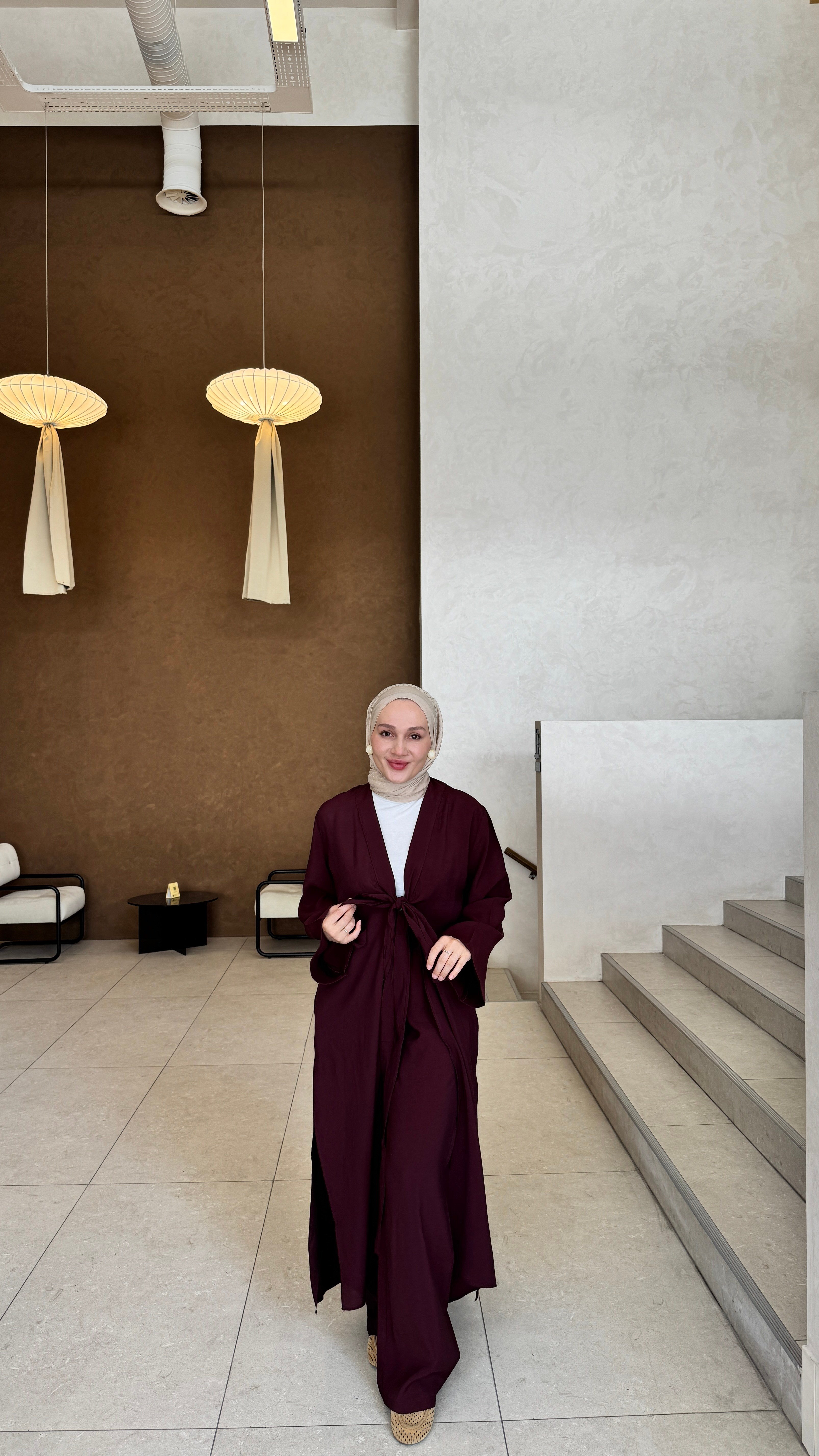 Bağlama Kimono Takım Bordo