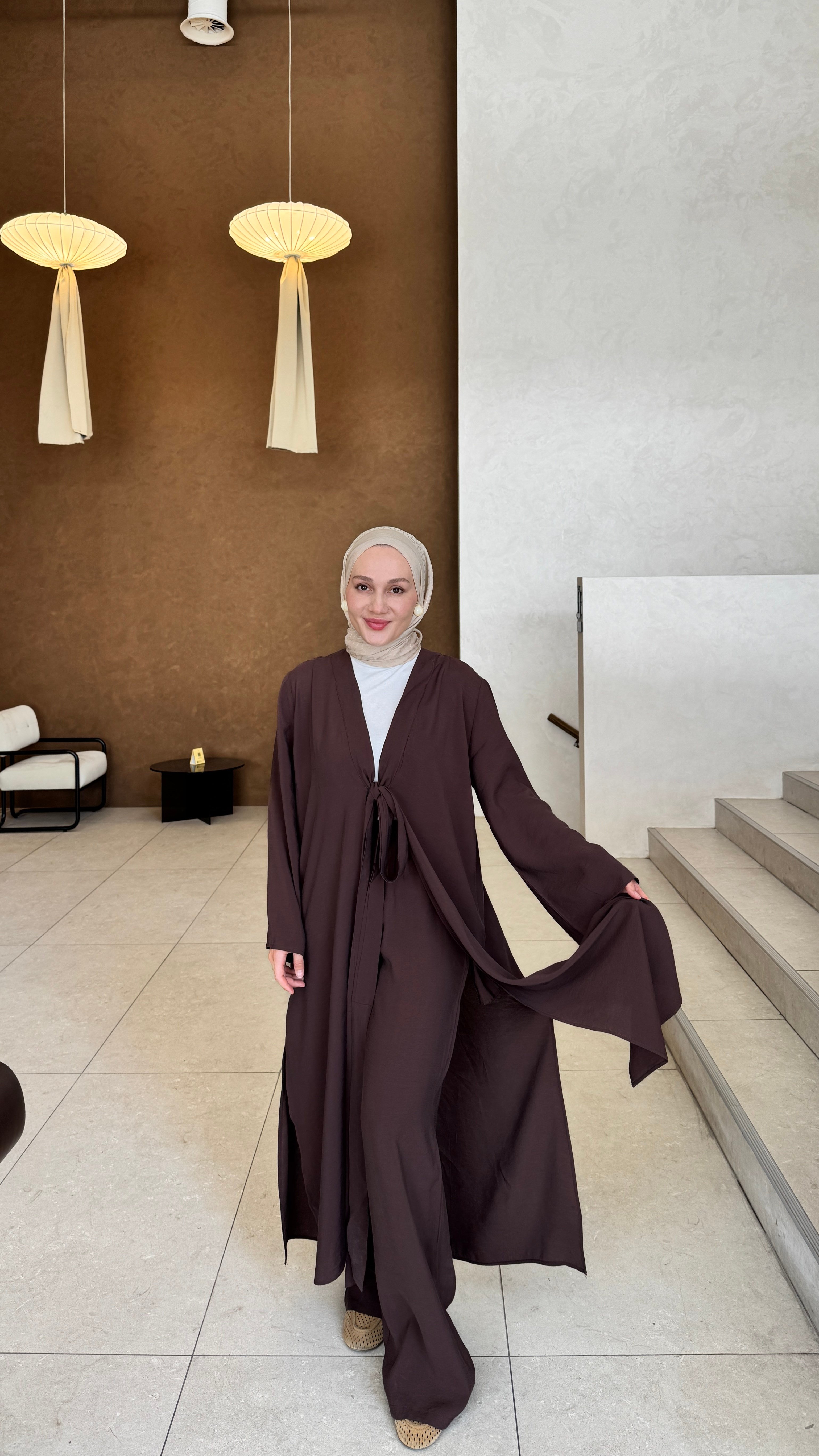 Bağlama Kimono Takım Kahve