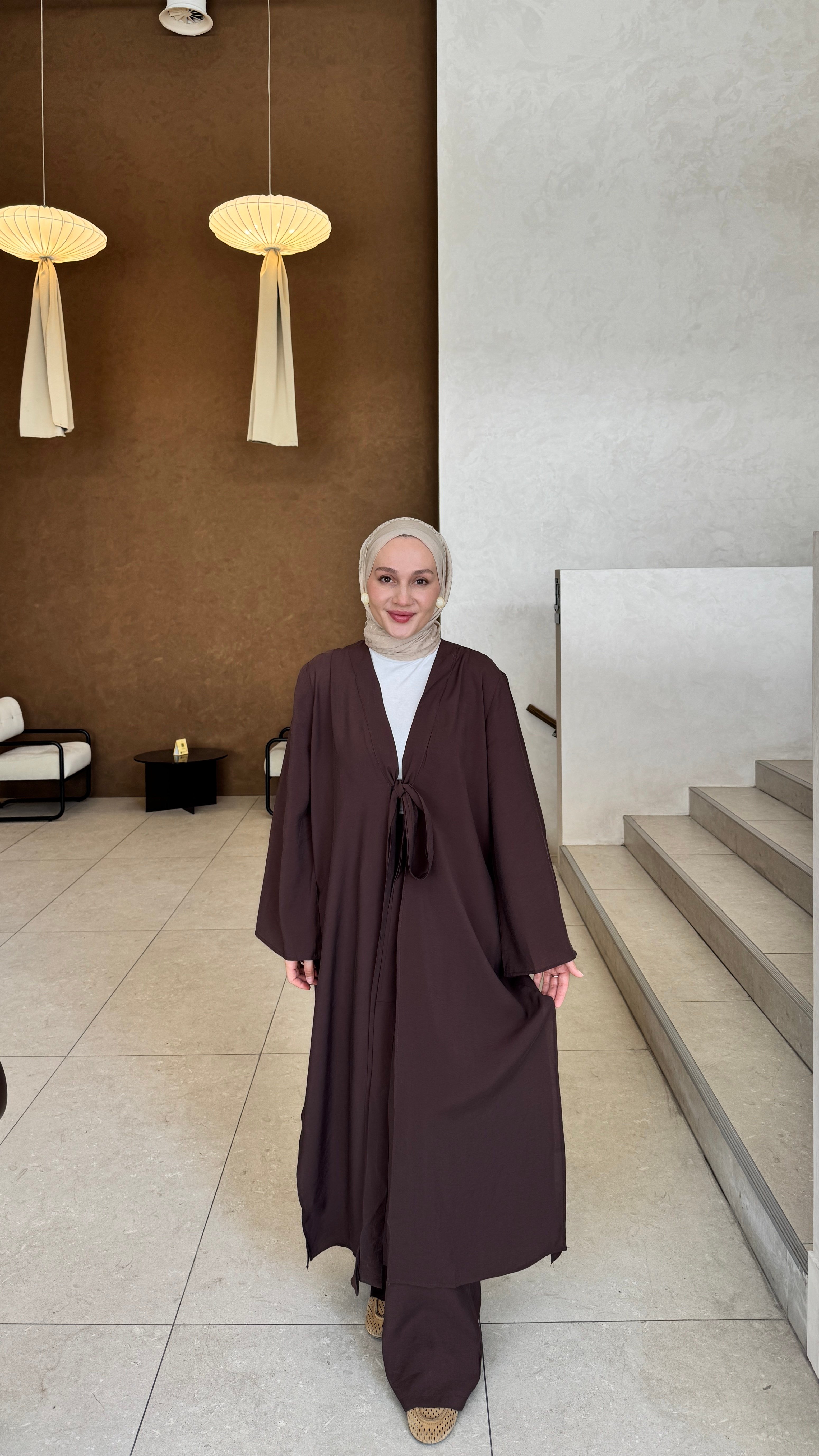 Bağlama Kimono Takım Kahve