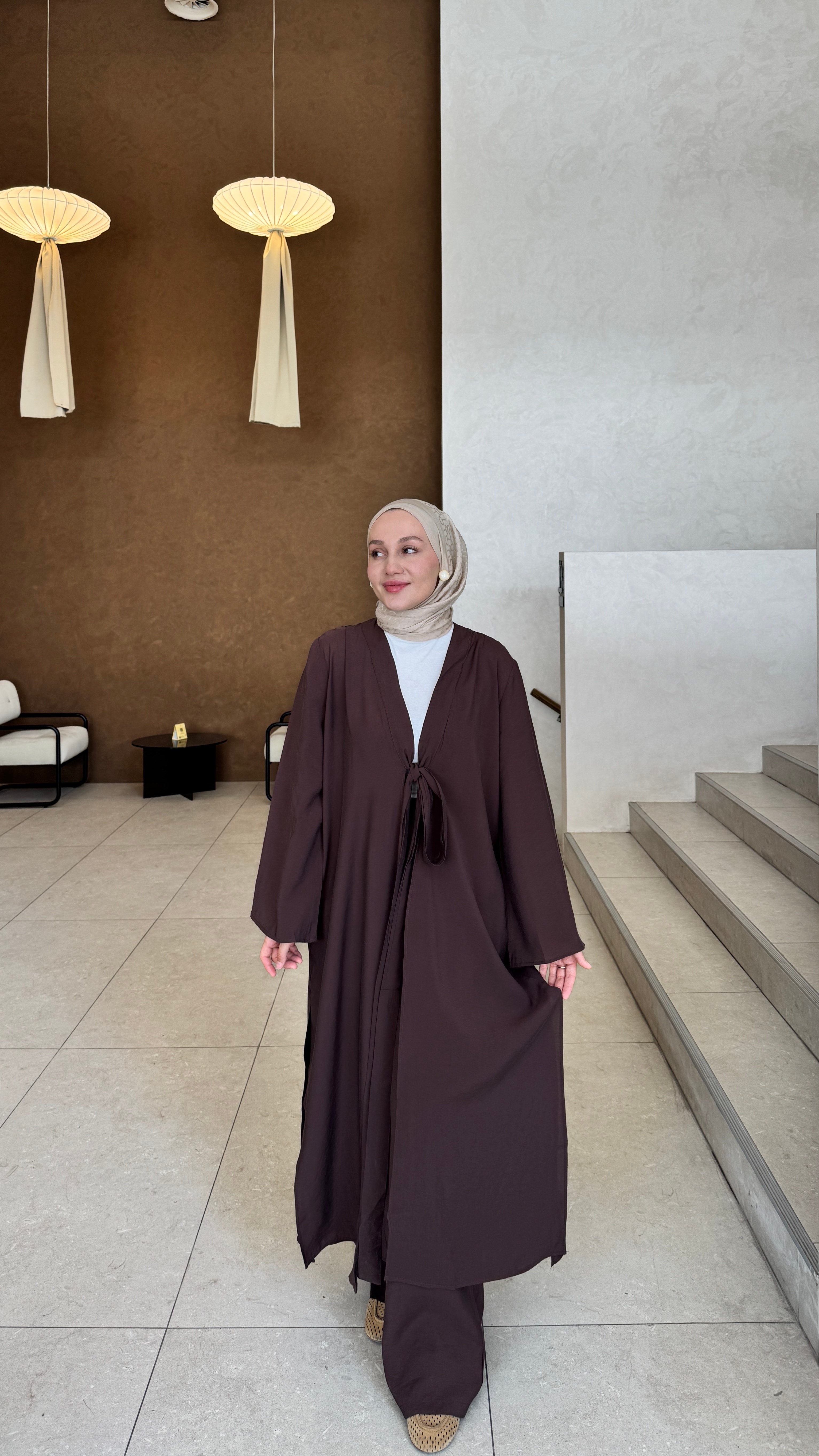 Bağlama Kimono Takım Kahve