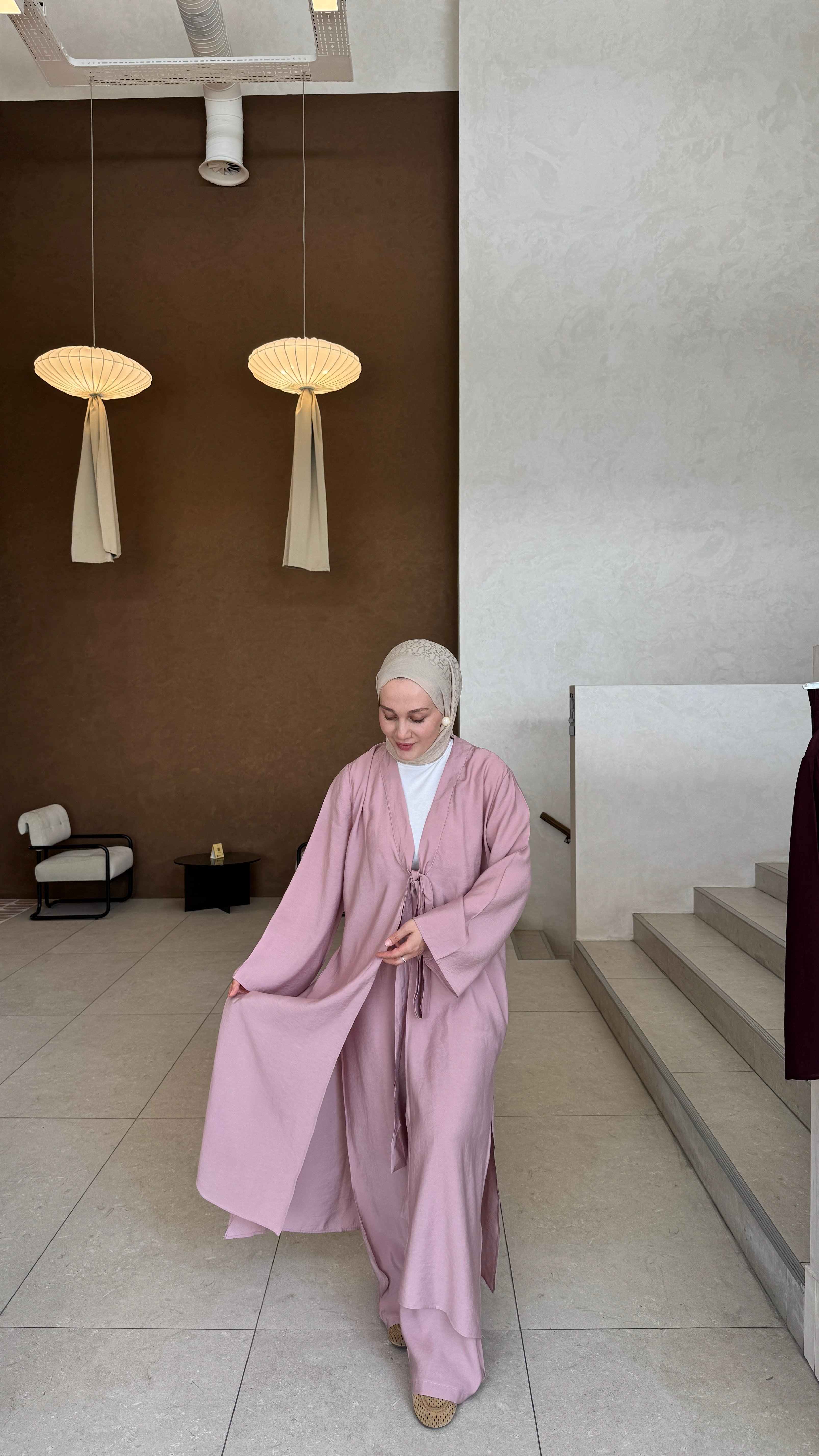 Bağlama Kimono Takım Pudra