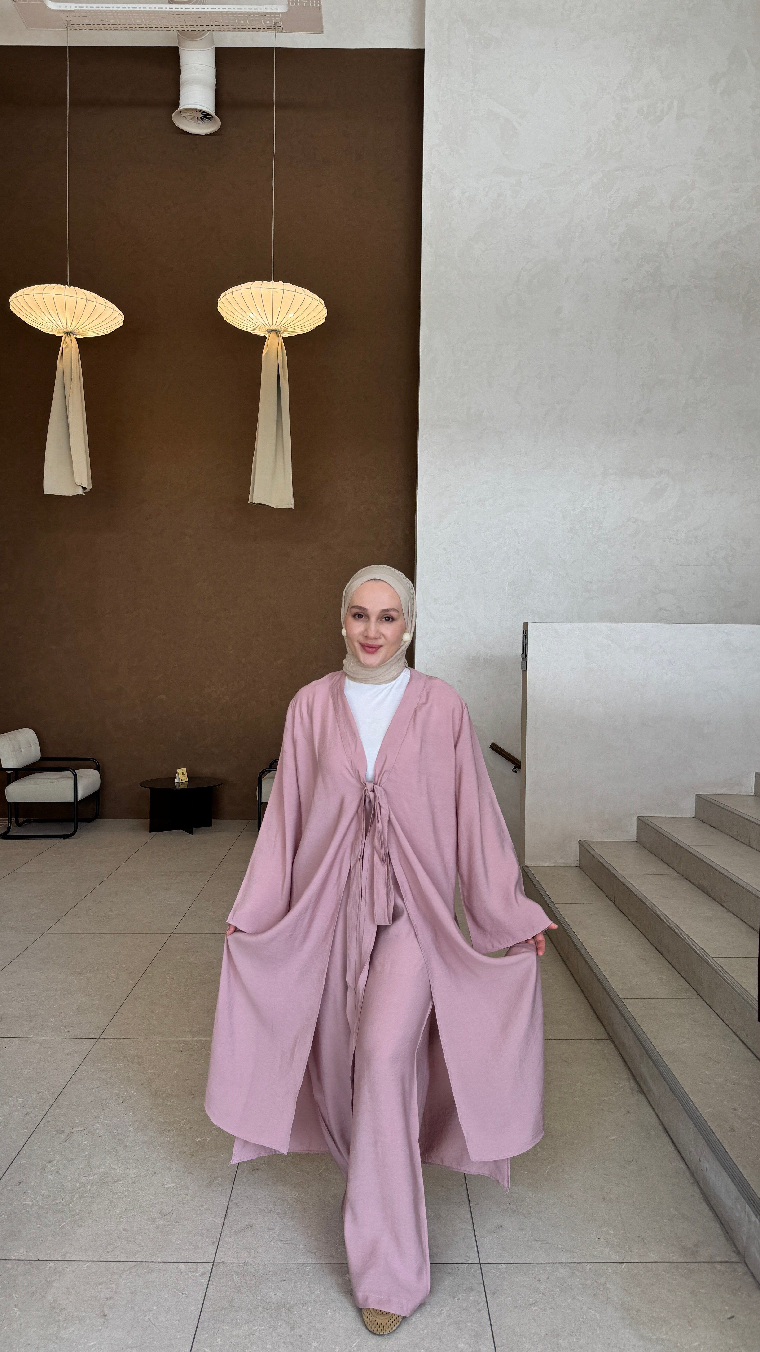 Bağlama Kimono Takım Pudra
