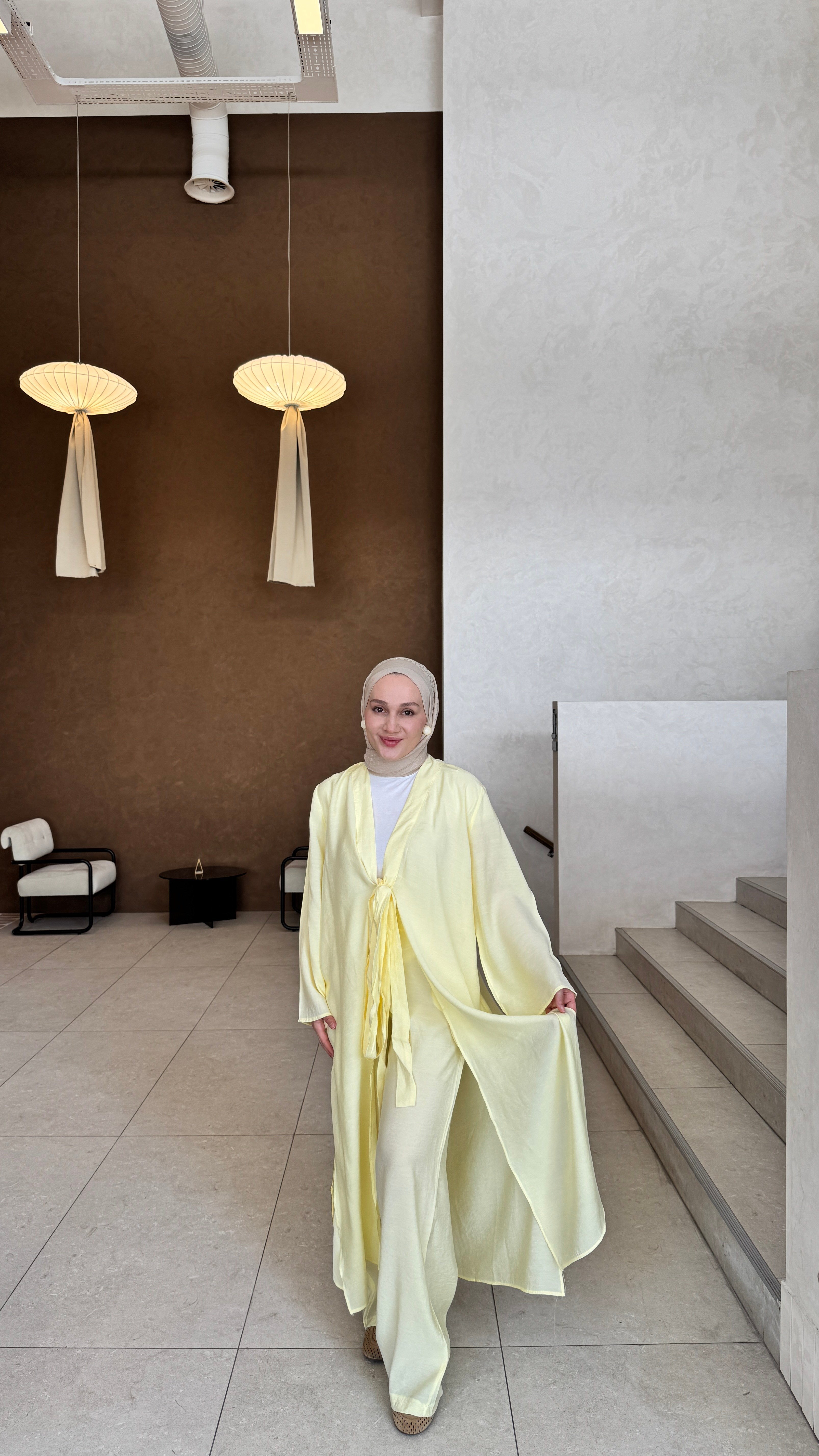 Bağlama Kimono Takım Sarı