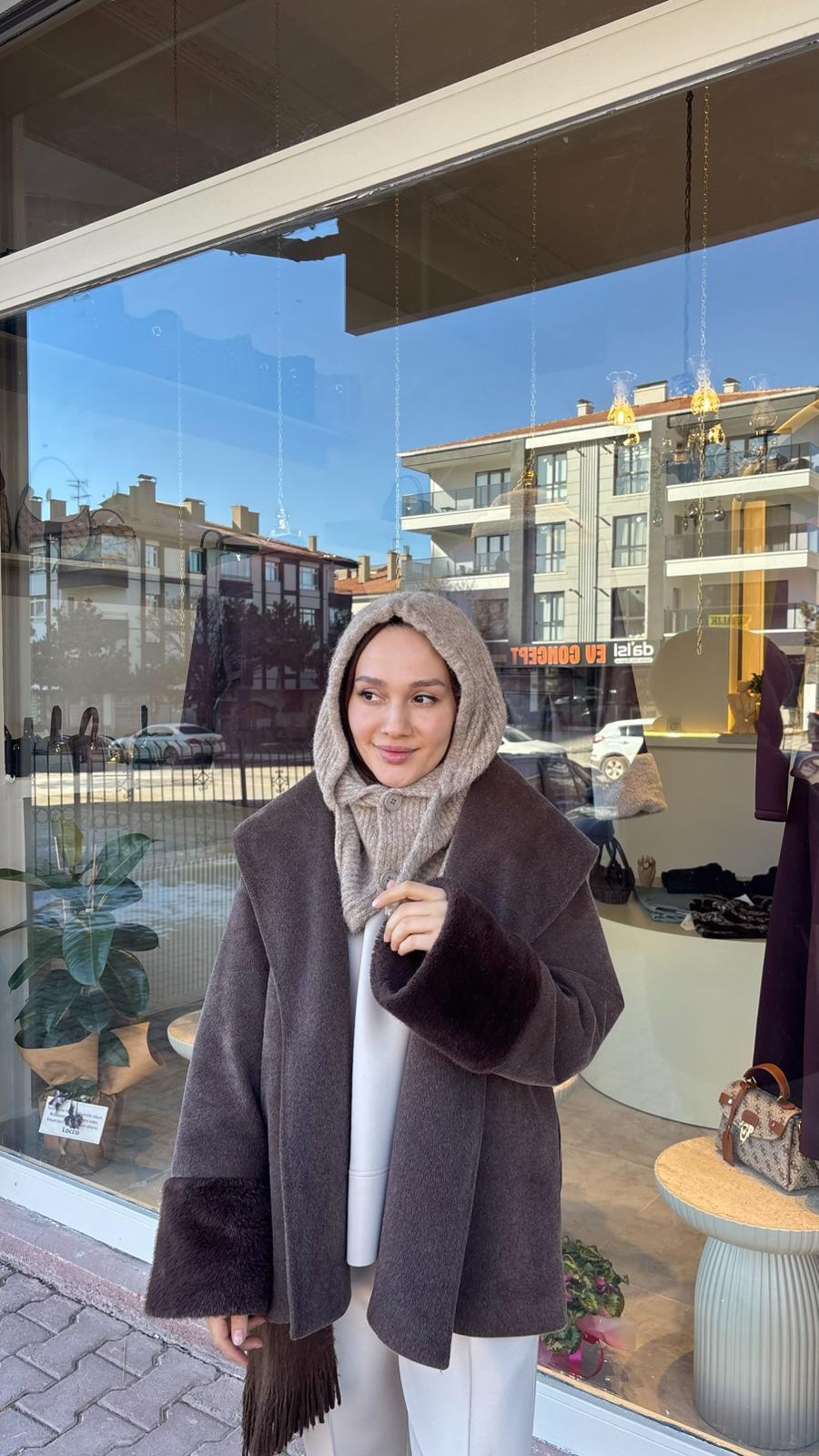Balaclava Düğme Model-Sütlü Kahve