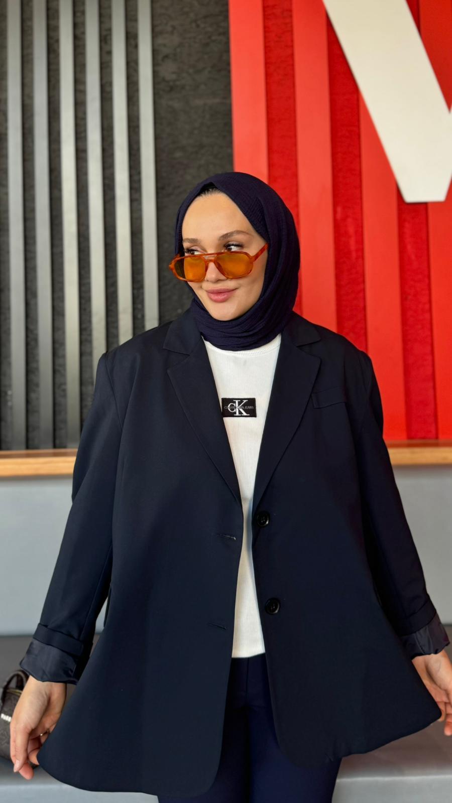 Oversize Ceket Lacivert