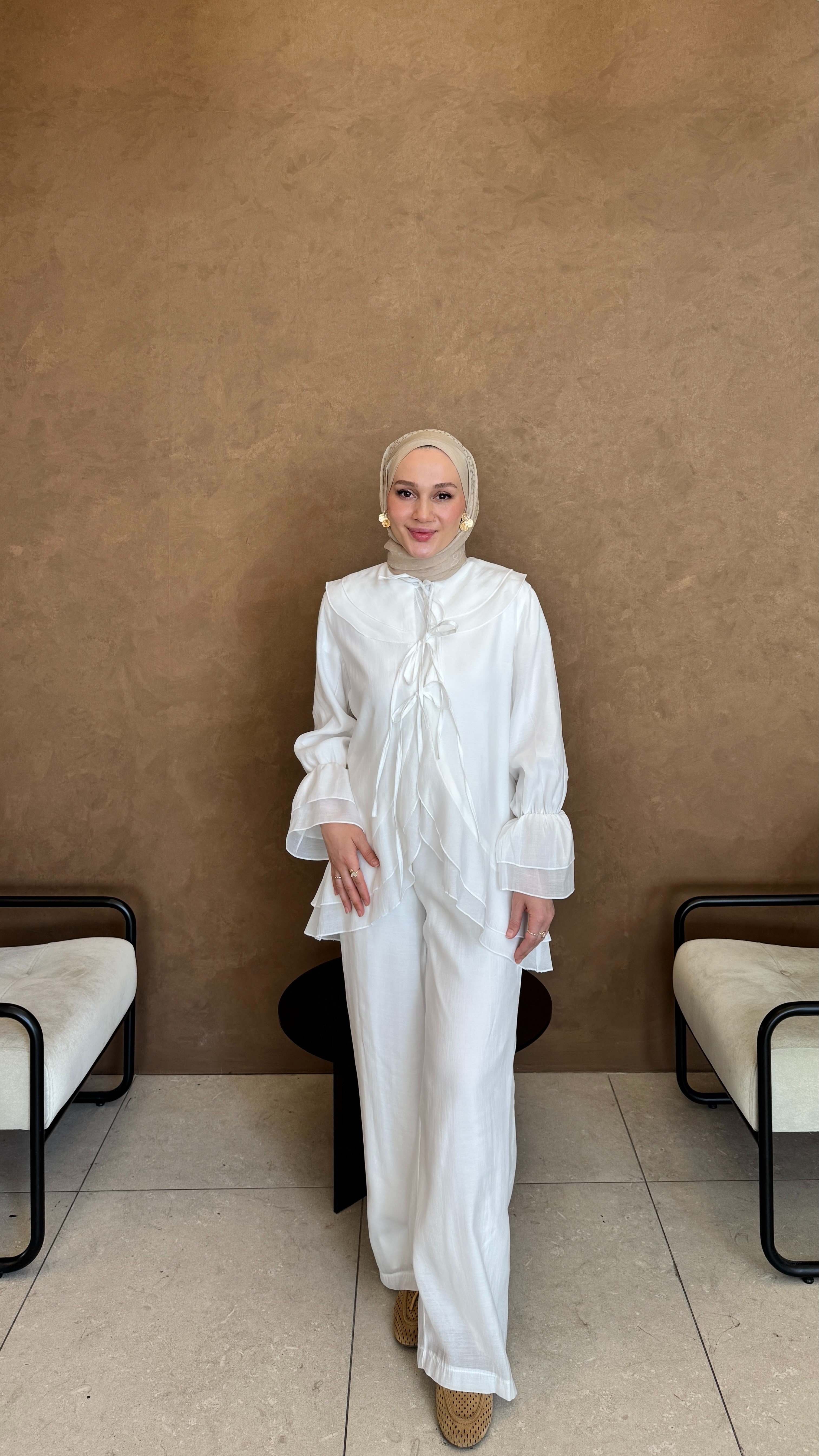 Peony Takım - Beyaz