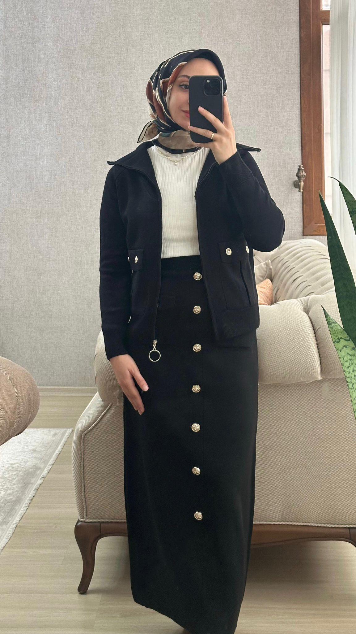 Triko Etekli Takım Siyah