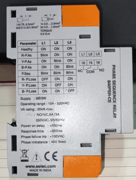 SELEC 640PSR-CE 3-3W PH'LI FAZ ARIZA RÖLESİ
