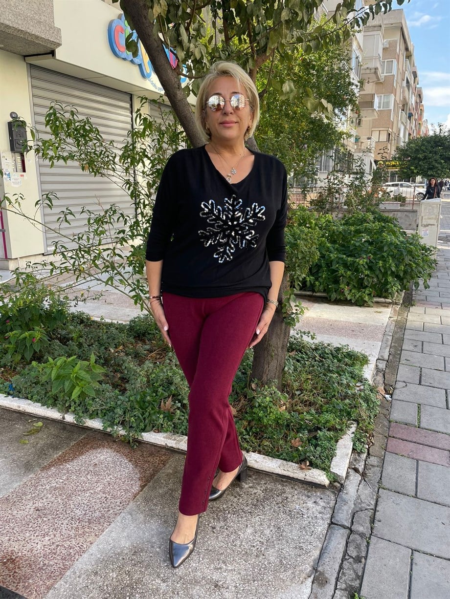 Kaşmir Paça Taş Detaylı Pantolon