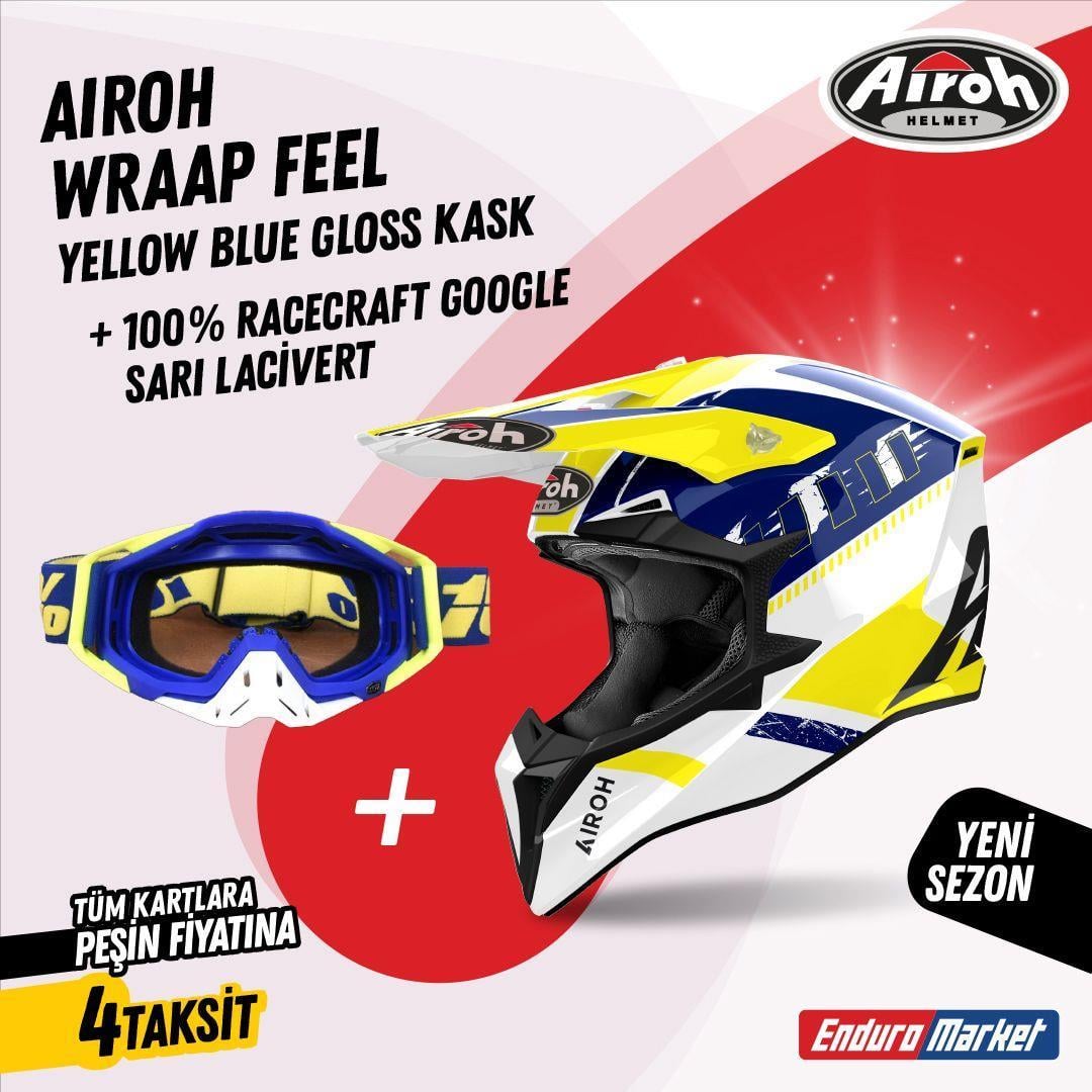 Aıroh Wraap Feel Yellow Blue Gloss Kask