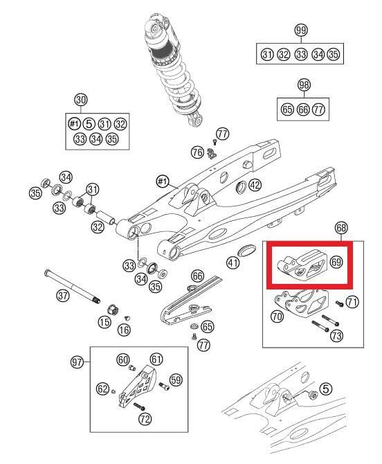CHAIN GUIDE REAR KTM ORJ YP