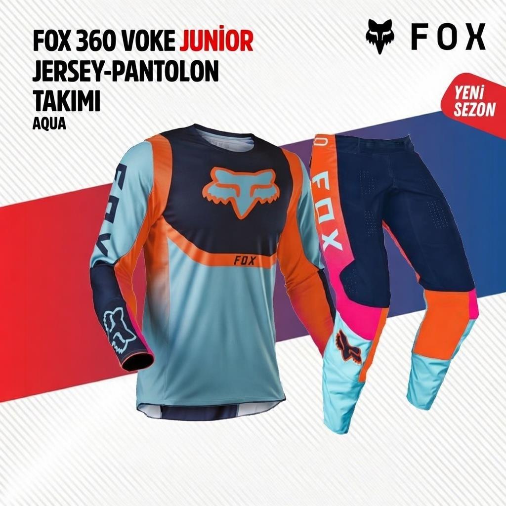 Fox Mavi Turuncu Çocuk Jersey Pantolon Takımı
