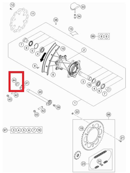 HEXAGON NUT M20X1.5 GASGAS ORJ YP A2