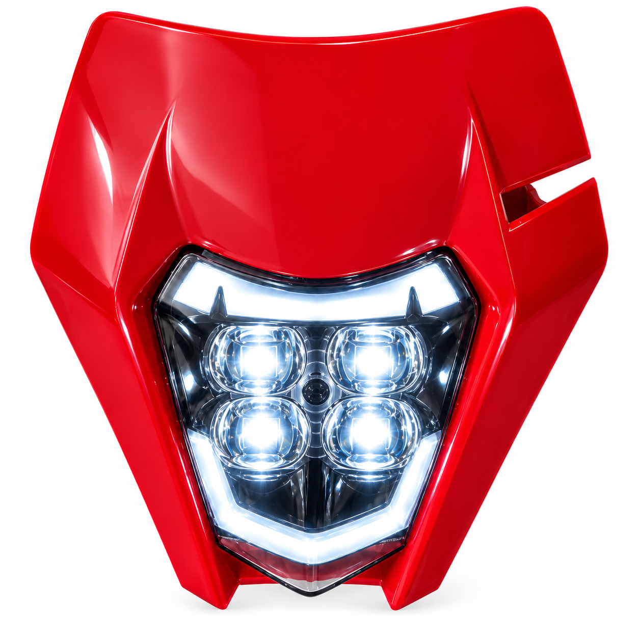 KTM GasGas Uyumlu 4 Mercekli LED Far Kırmızı – Üst Alt Beyaz LED DRL