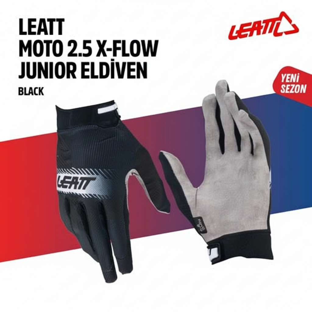 Leatt 2.5 Çocuk Siyah Motosiklet Eldiveni