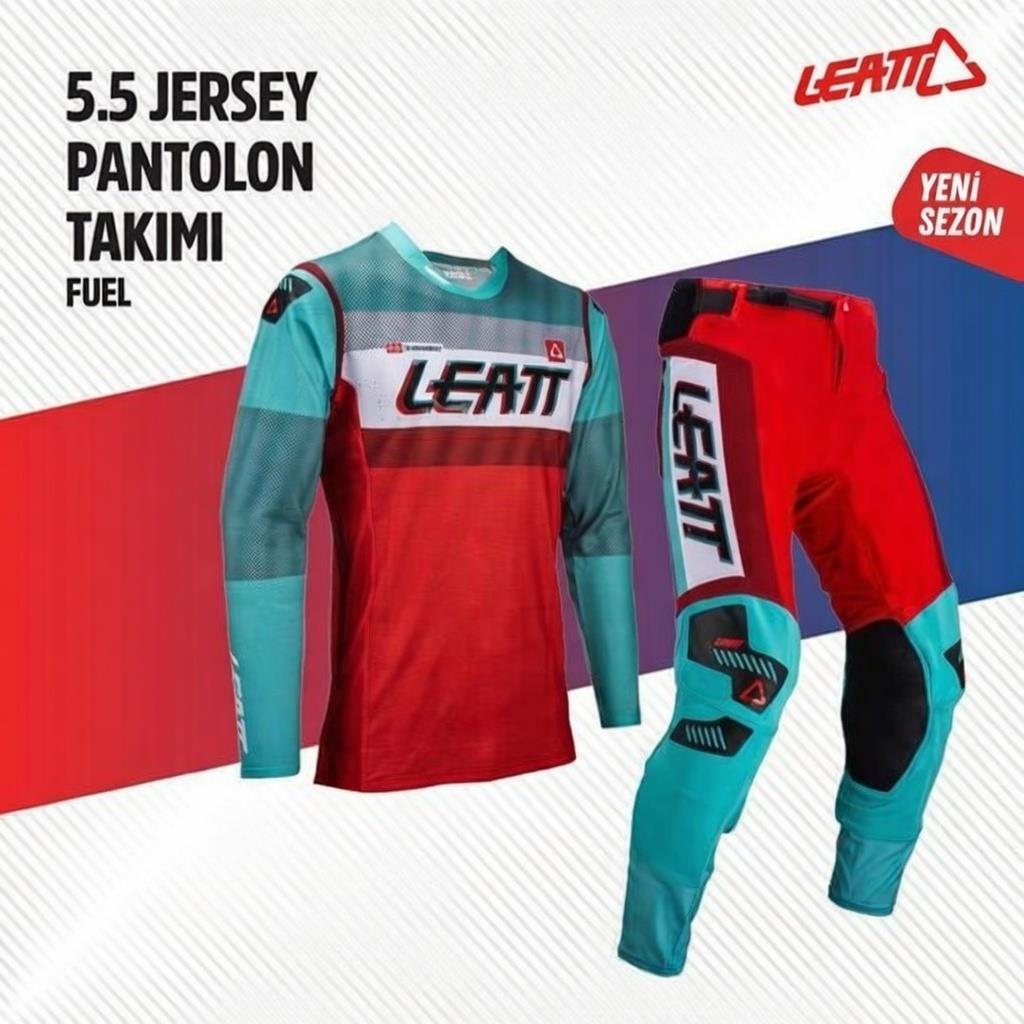 Leatt Turkuaz Kırmızı Jersey Pantlon Takımı