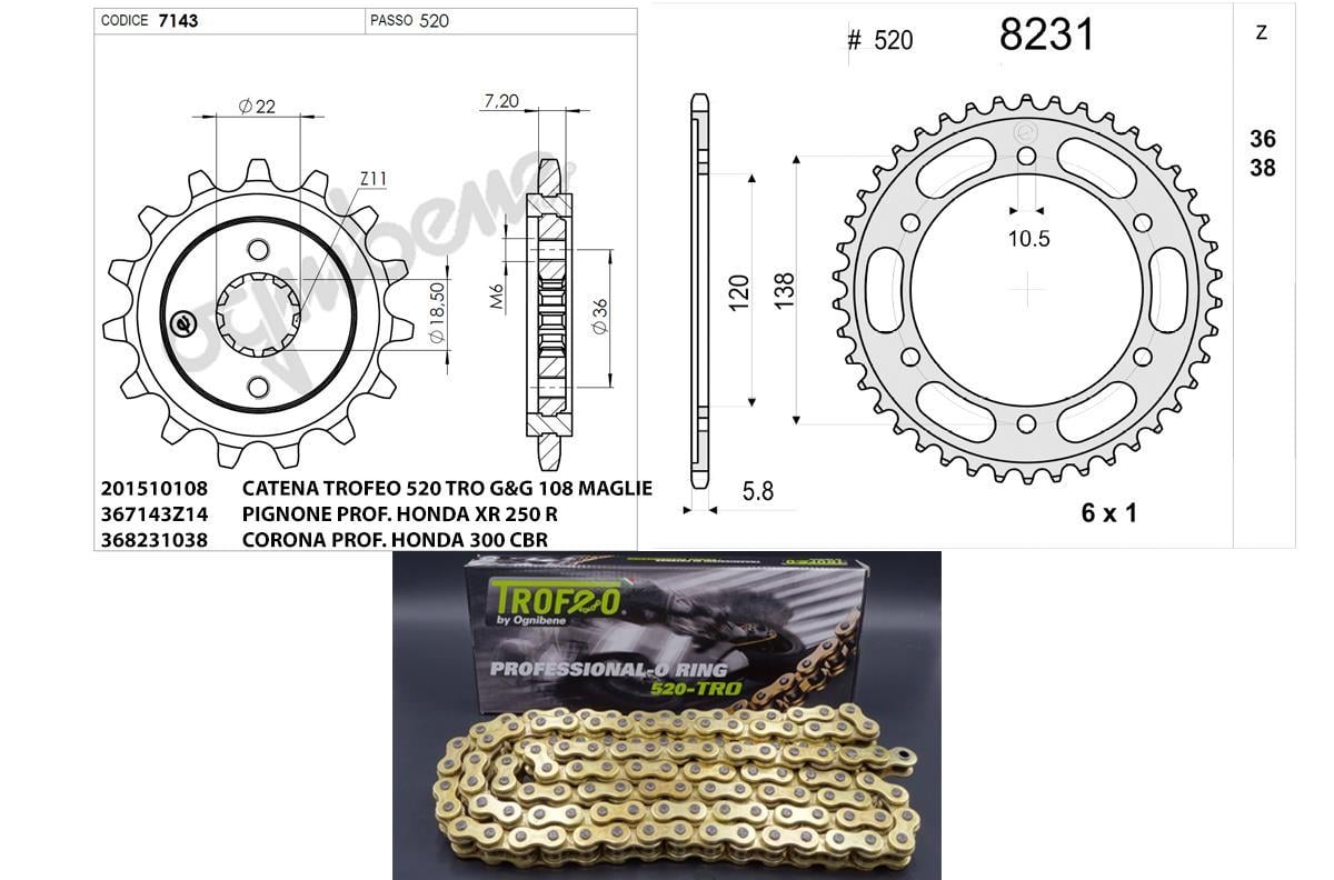 TROFEO DİŞLİ ZİNCİR KİT HONDA 250 CBR R