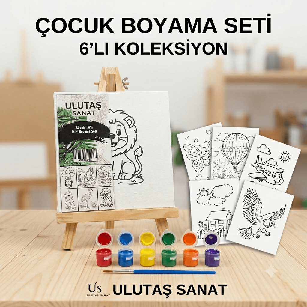 Ulutaş Sanat Şövaleli 6'lı Mini Çocuk Boyama Seti