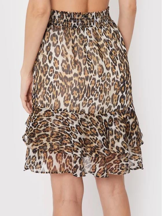 GUESS LEOPAR DESENLİ ŞİFON ETEK