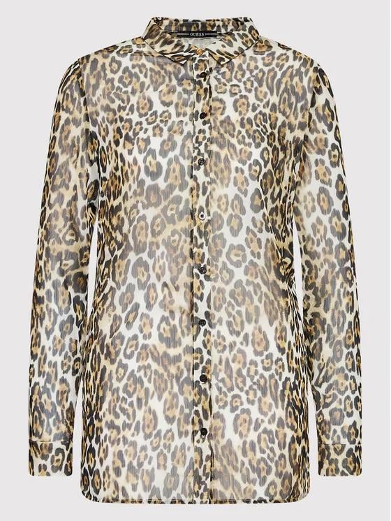 GUESS LEOPAR DESENLİ ŞİFON GÖMLEK