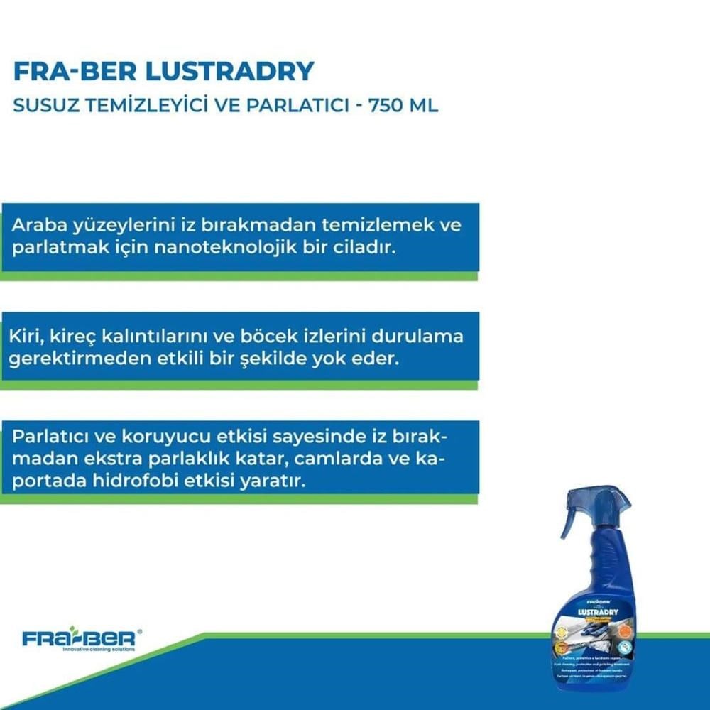 Fra-Ber Lustradry Susuz Yüzey Temizleyici Ve Parlatıcı - 750 ml