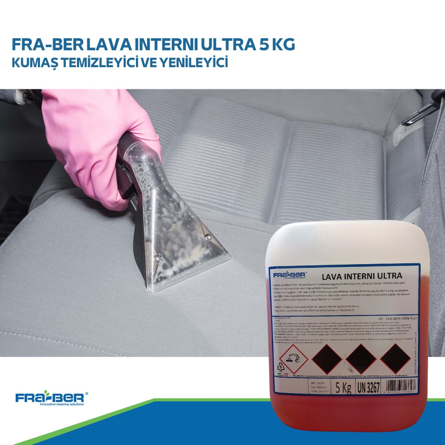 Fraber Lava Interni Ultra Yoğun Konsantre Detaylı Kumaş Temizleyici (1:100 Konsantre) - 5 kg