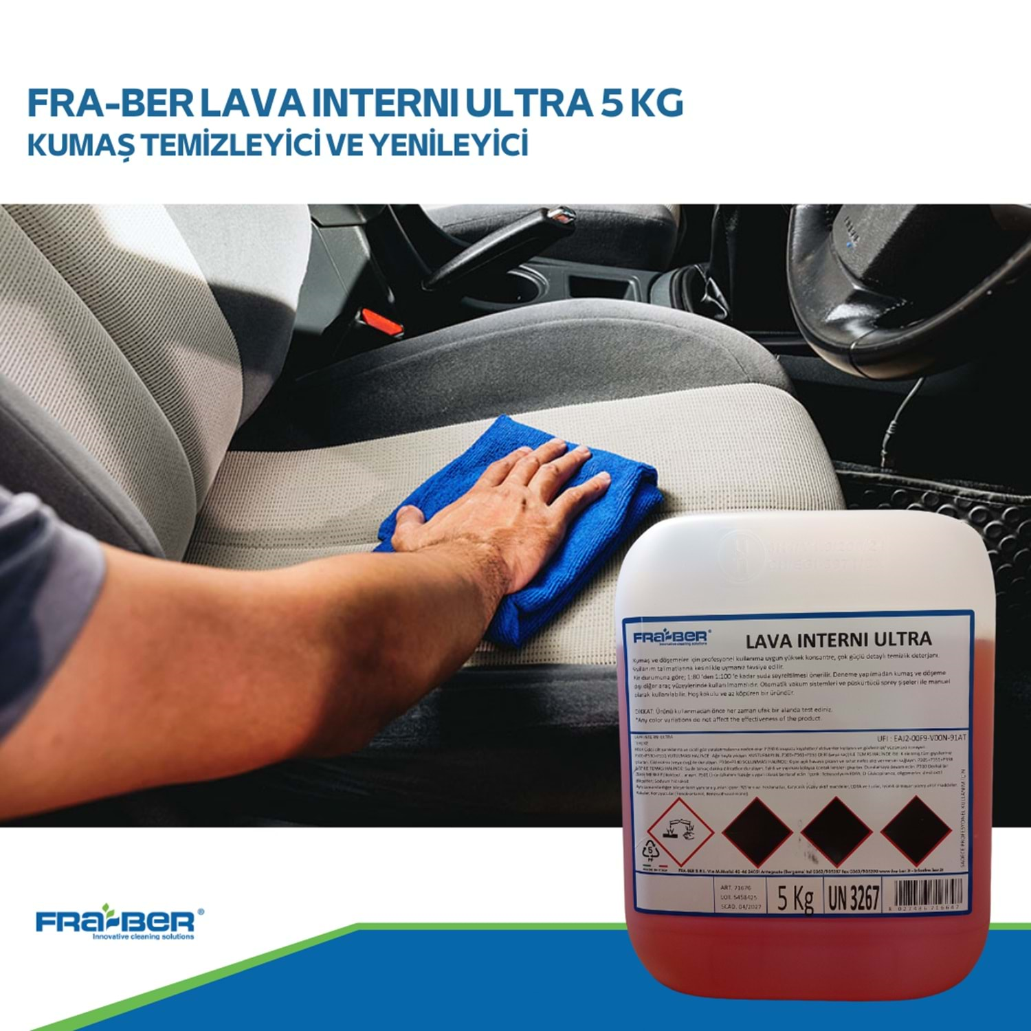 Fraber Lava Interni Ultra Yoğun Konsantre Detaylı Kumaş Temizleyici (1:100 Konsantre) - 5 kg
