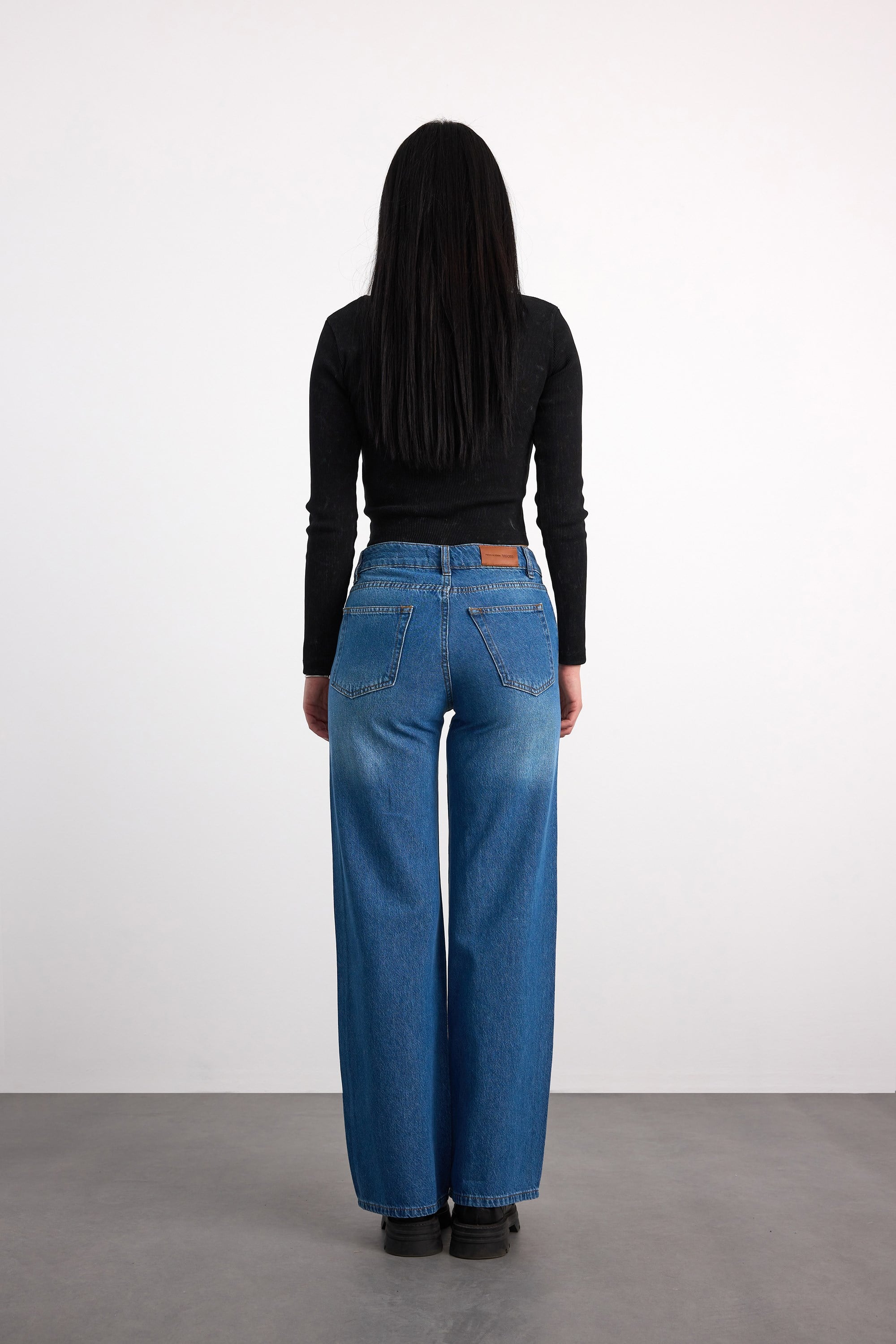 24356-73602 KADIN MID RISE WIDE LEG DENİM PANTOLON 24356-73602