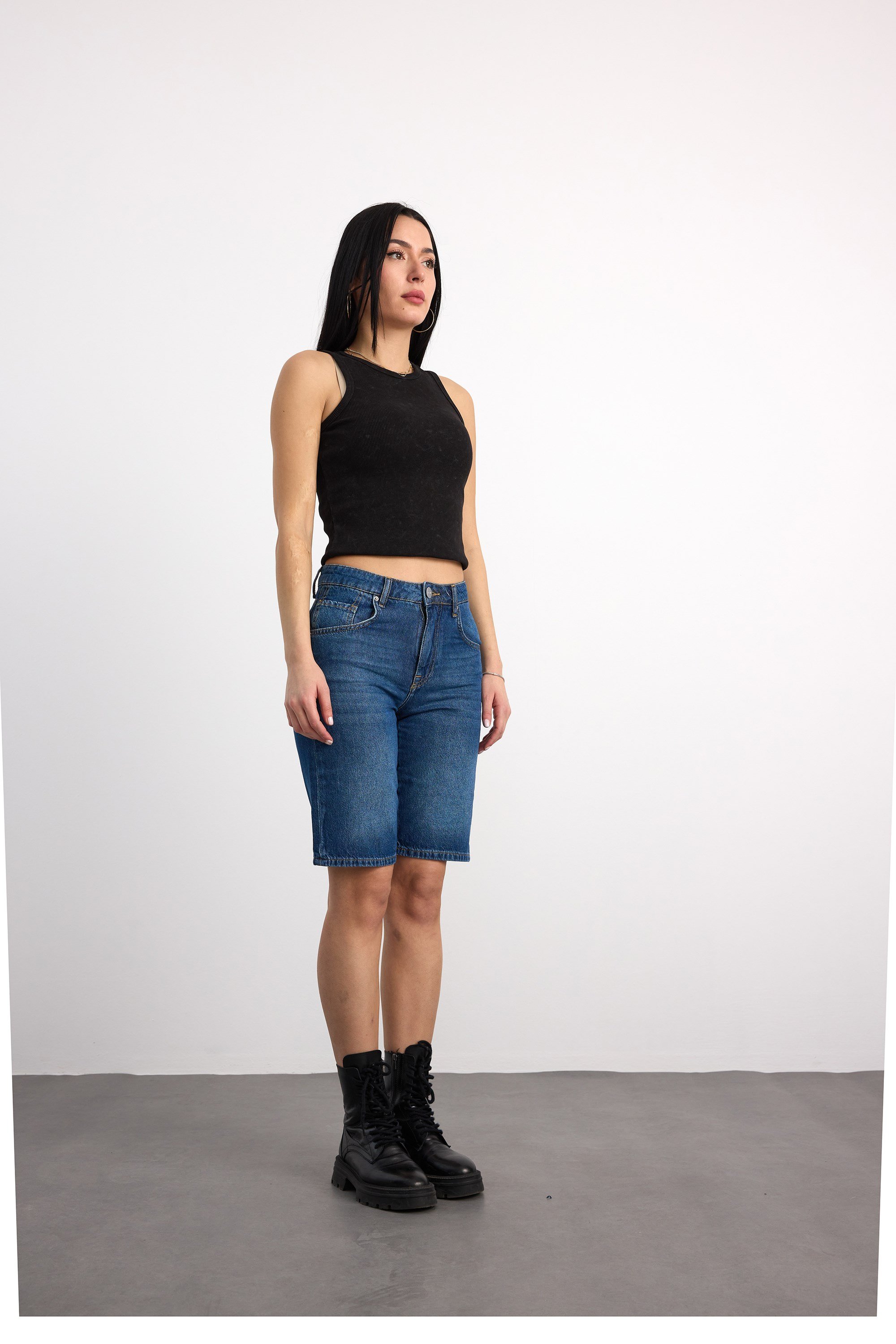 40392-73602 KADIN WIDE LEG DENİM BERMUDA 40392-73602