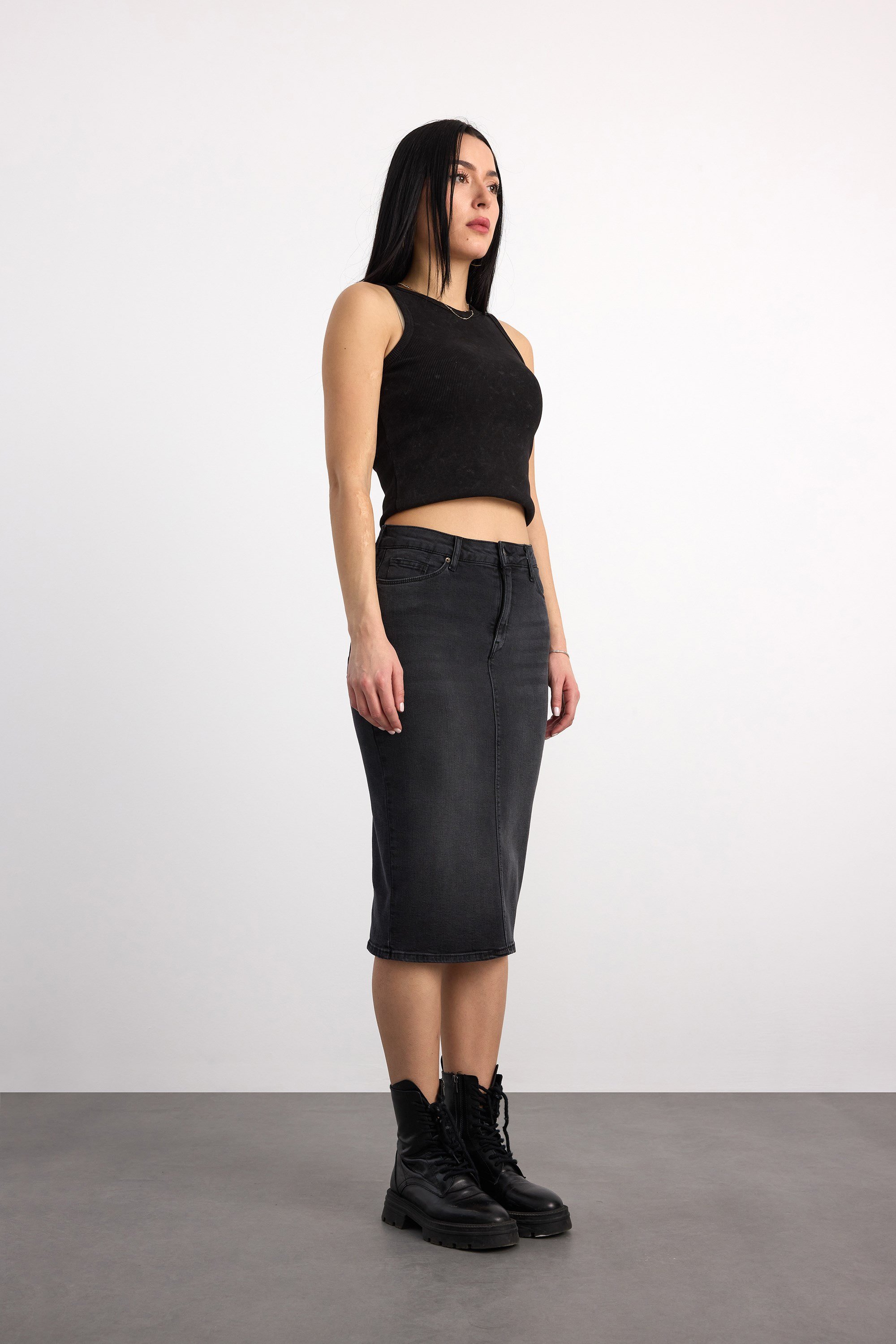 50286-73599 KADIN REGULAR FIT MIDI DENİM ETEK 50286-73599